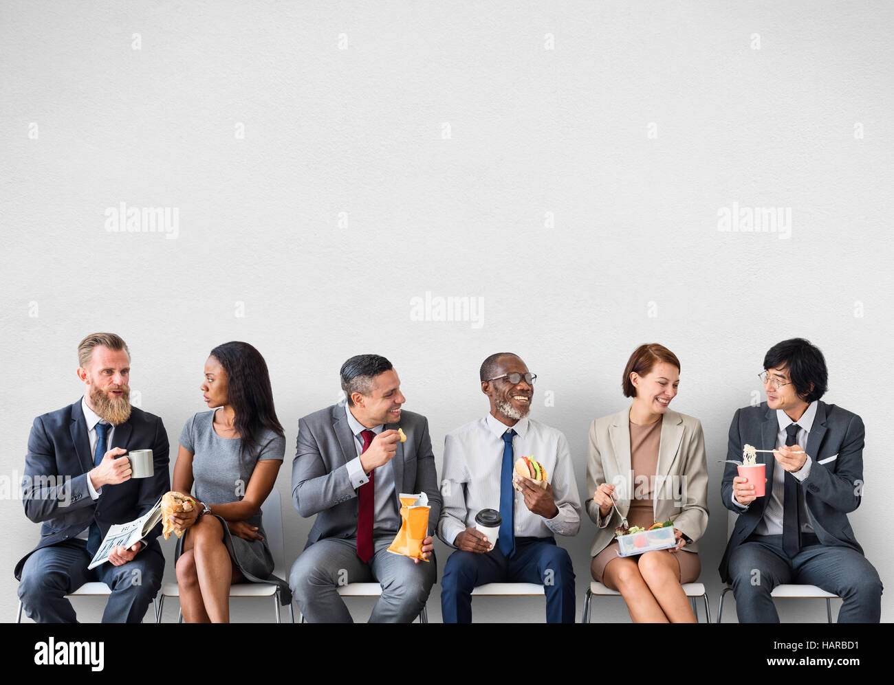 Business Team Working Break Eating Lunch Concept Stock Photo Alamy