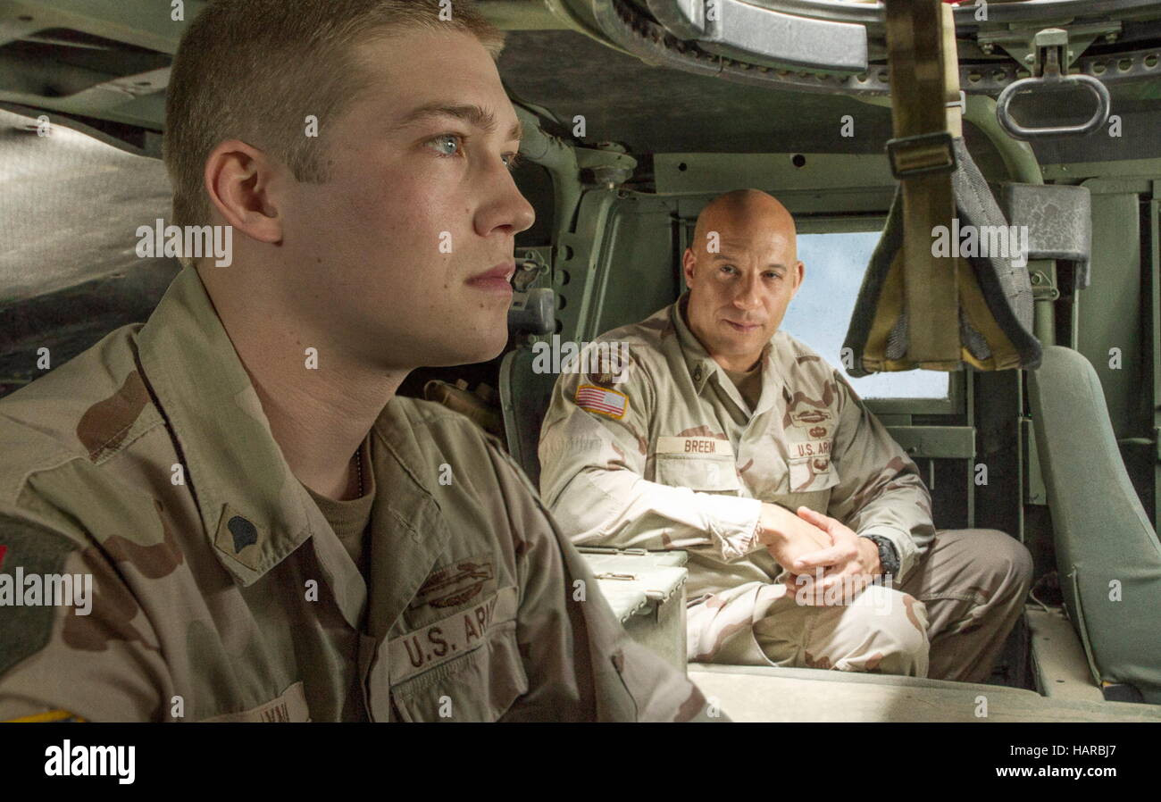 RELEASE DATE: November 18, 2016 TITLE: Billy Lynn's Long Halftime Walk STUDIO: Sony Pictures Entertainment DIRECTOR: Ang Lee PLOT: 19-year-old Billy Lynn is brought home for a victory tour after a harrowing Iraq battle. Through flashbacks the film shows what really happened to his squad - contrasting the realities of war with America's perceptions STARRING: Vin Diesel as Shroom, Joe Alwyn as Billy (Credit: c Sony Pictures Entertainment/Entertainment Pictures/) Stock Photo
