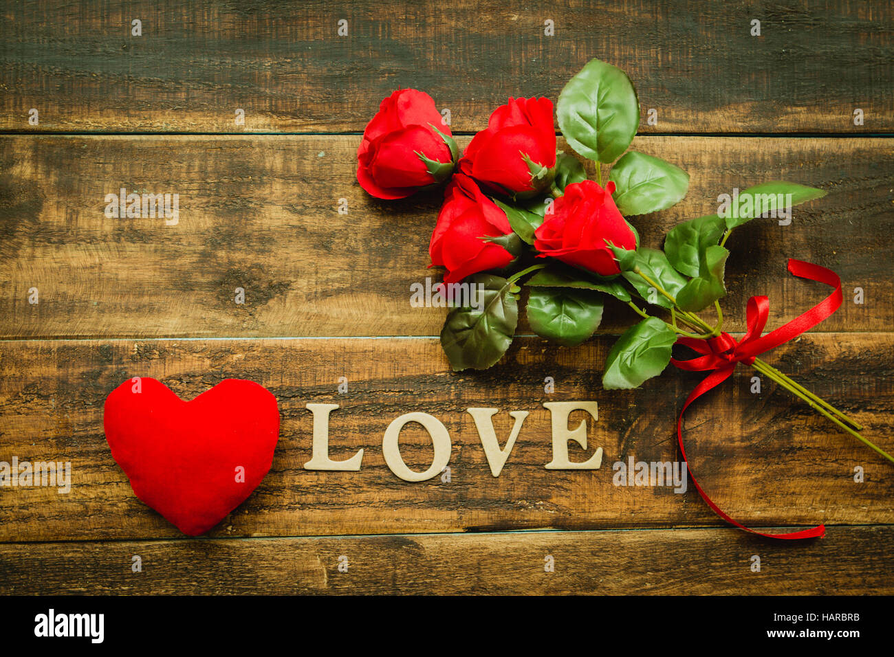 Bouquet of red roses for Valentine´s Day Stock Photo - Alamy