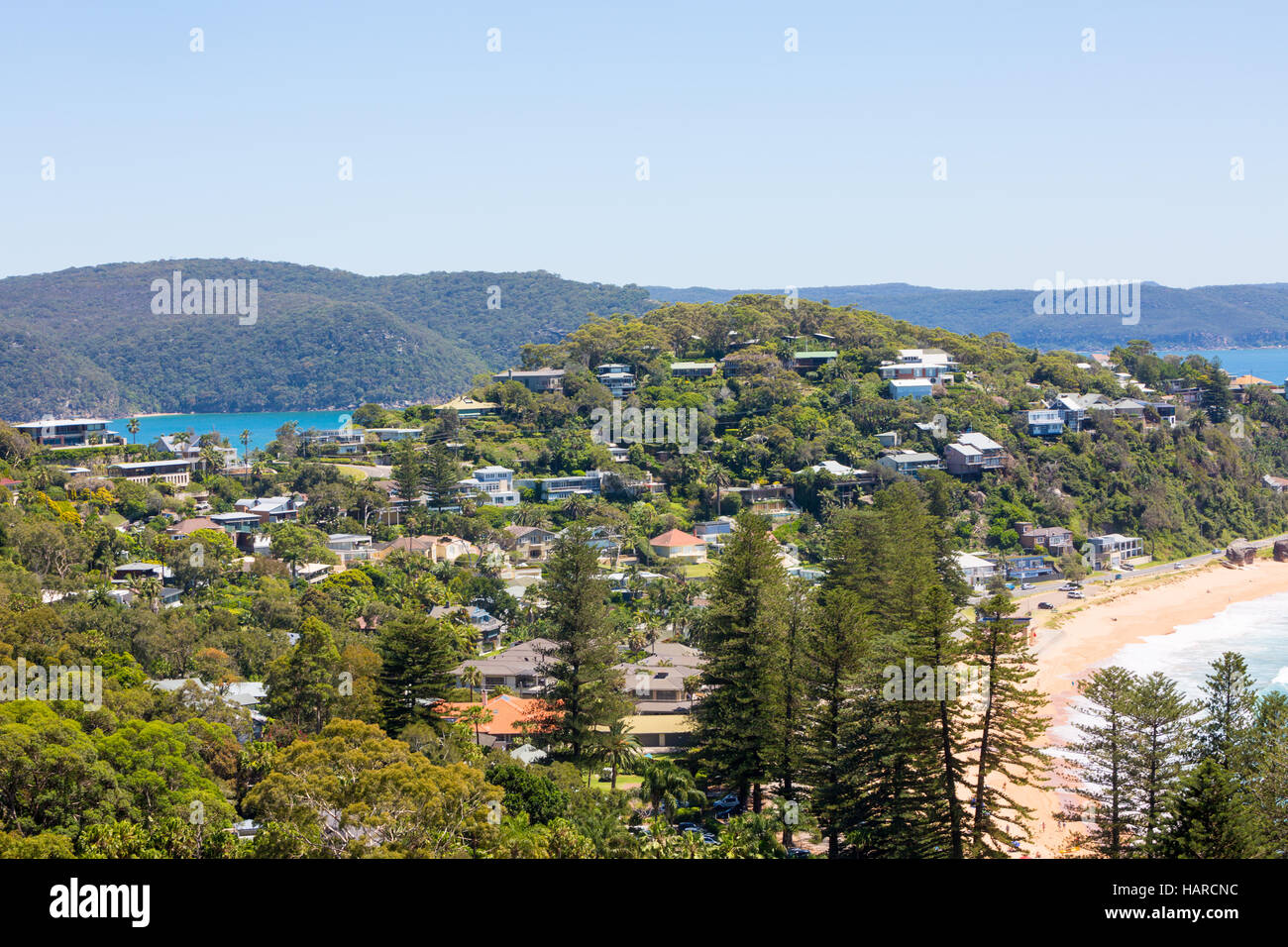 Aerial view of Sydney Palm beach and Pittwater in the background,Sydney ...