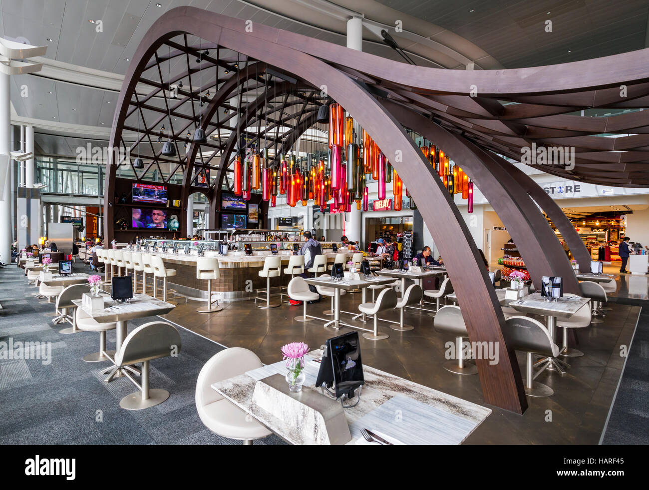 A passenger terminal restaurant at the Pearson International Airport in Toronto, Ontario, Canada. Stock Photo