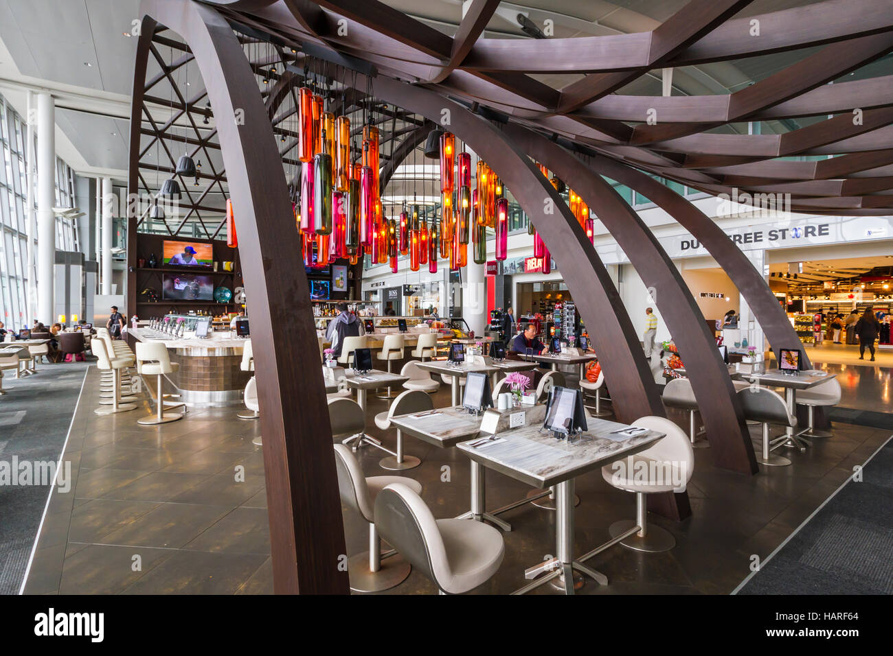 A passenger terminal restaurant at the Pearson International Airport in Toronto, Ontario, Canada. Stock Photo