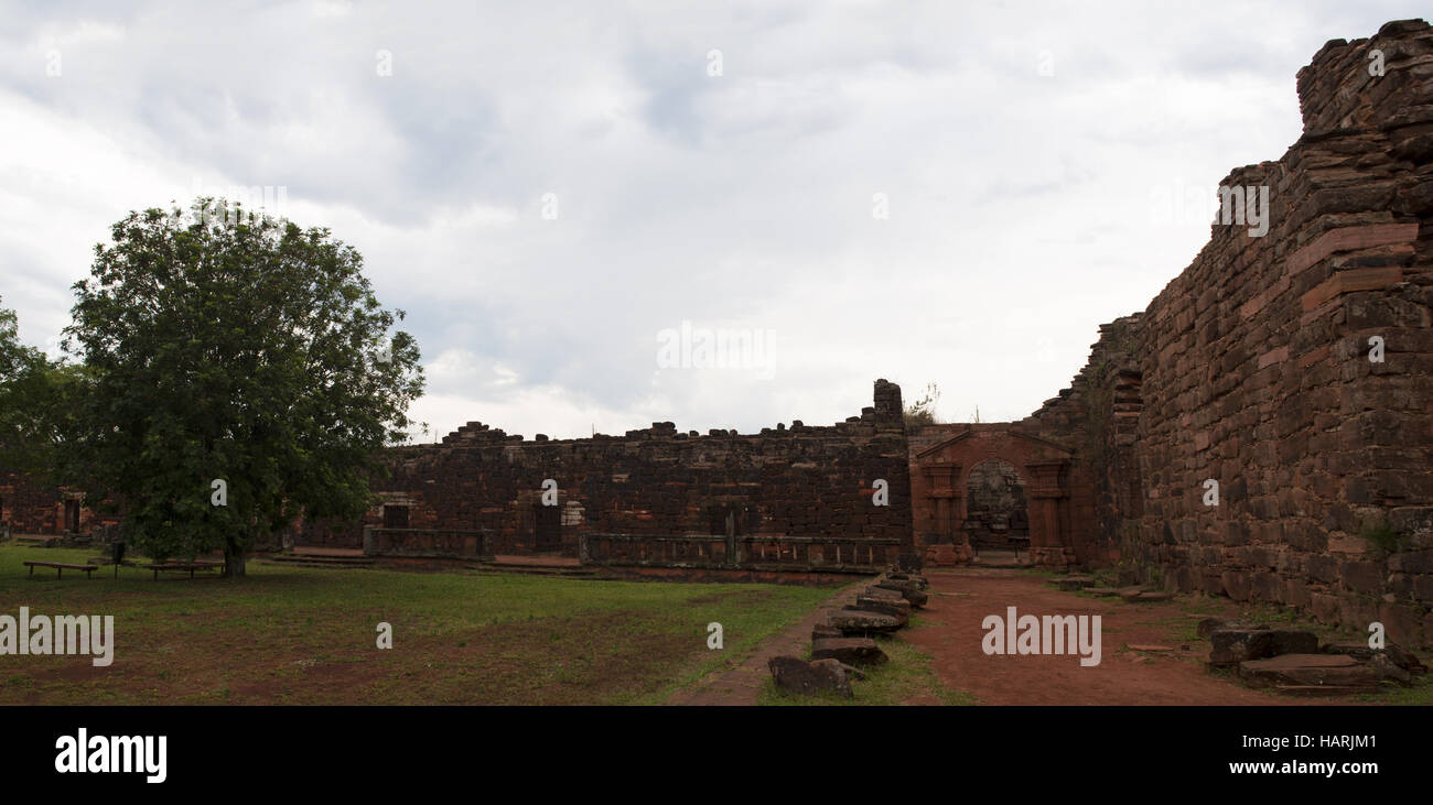 Argentina: ruins of San Ignacio Minì, one of the many missions founded in 1632 by the Jesuits in the Spanish colonial period Stock Photo