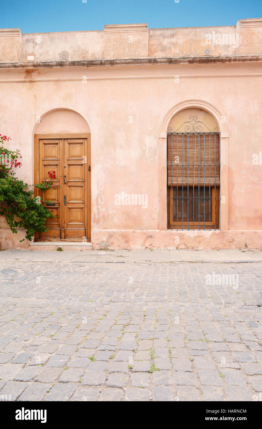 Front view of an old house in Colonia del Sacramento, Uruguay Stock