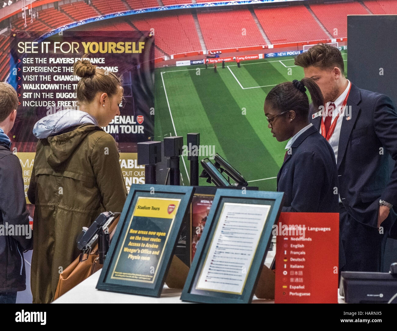 Customers service in the official FC Arsenal store Stock Photo Alamy