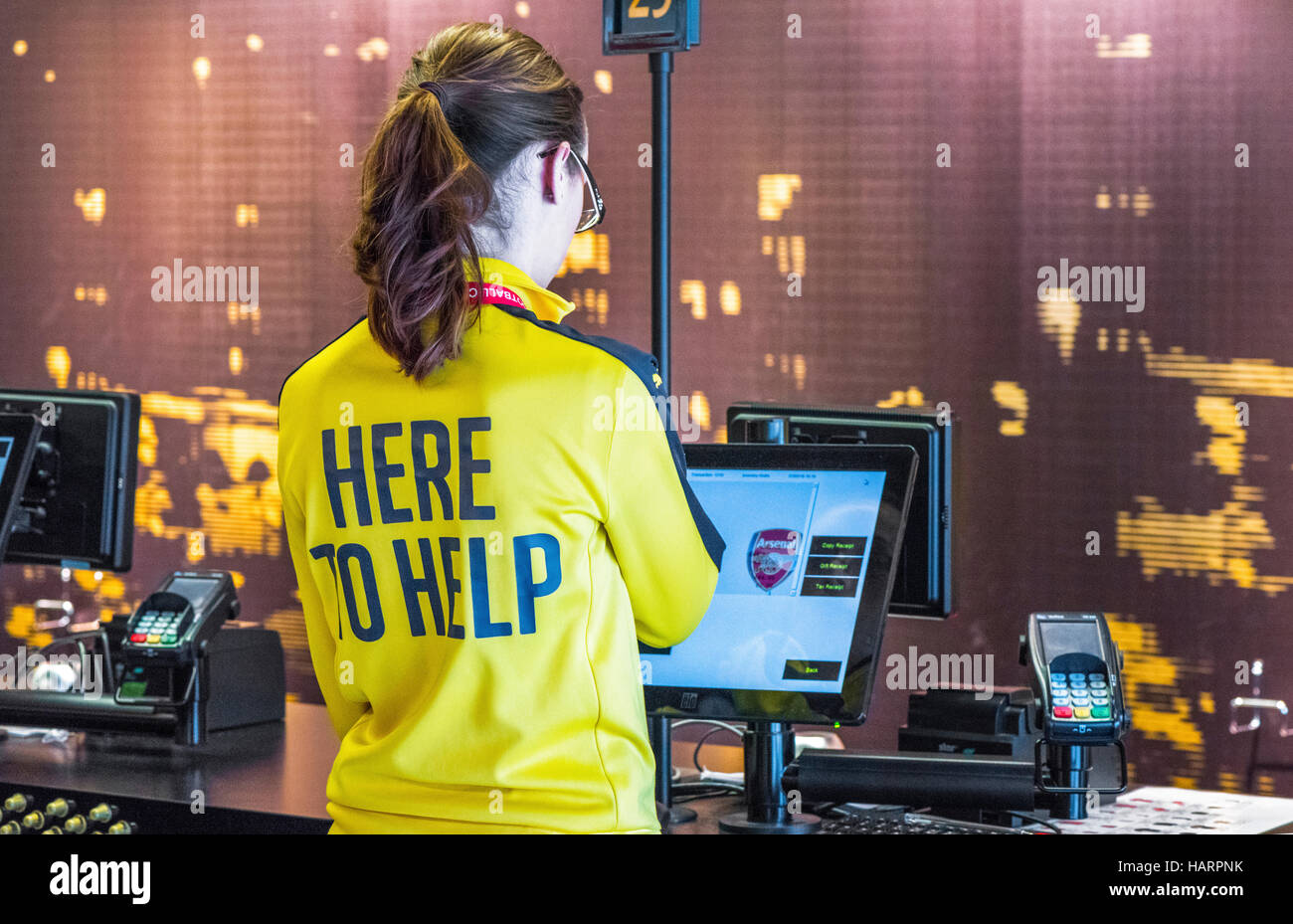 Customers service in the official FC Arsenal store Stock Photo Alamy