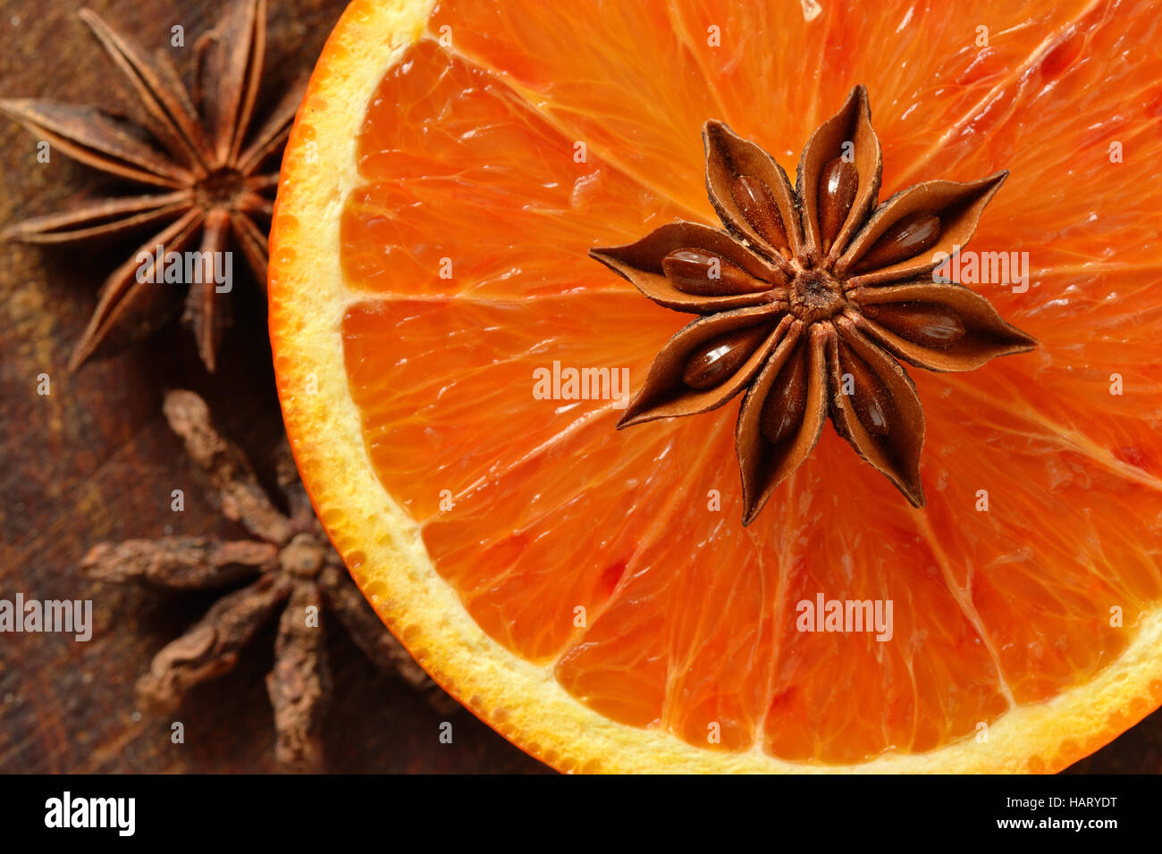 Fresh orange and star anise Stock Photo