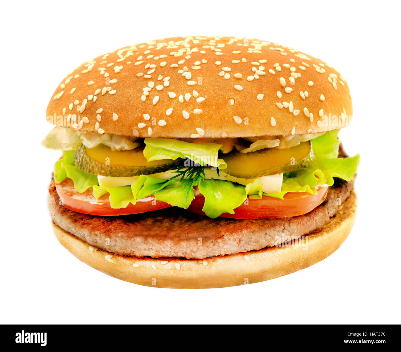 Photos tasty big burger isolated on white background Stock Photo