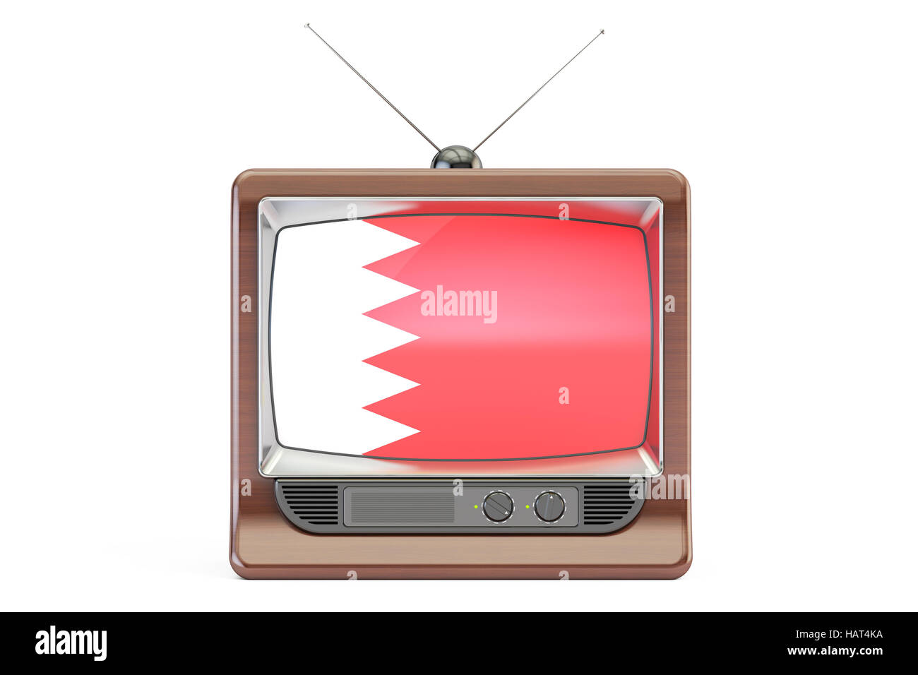old tv with flag of Bahrain. Television concept, 3D rendering Stock