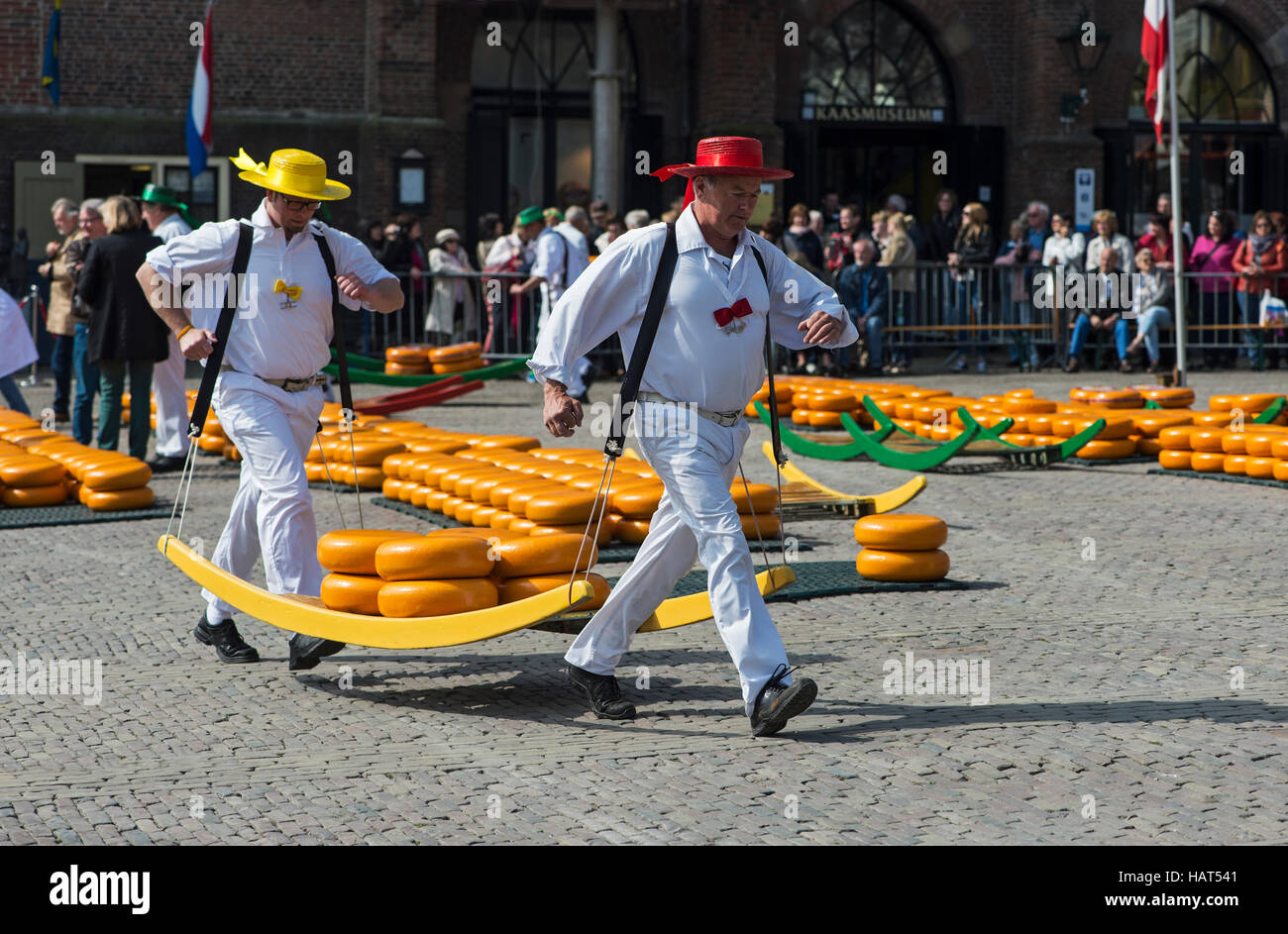 Cheese carriers at Alkmaar Cheese Market, North Holland, Netherlands