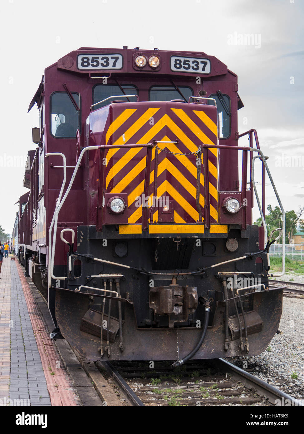 Diesel-electric locomotive, Rio Grande Scenic Railroad,  Alamosa, Colorado. Stock Photo