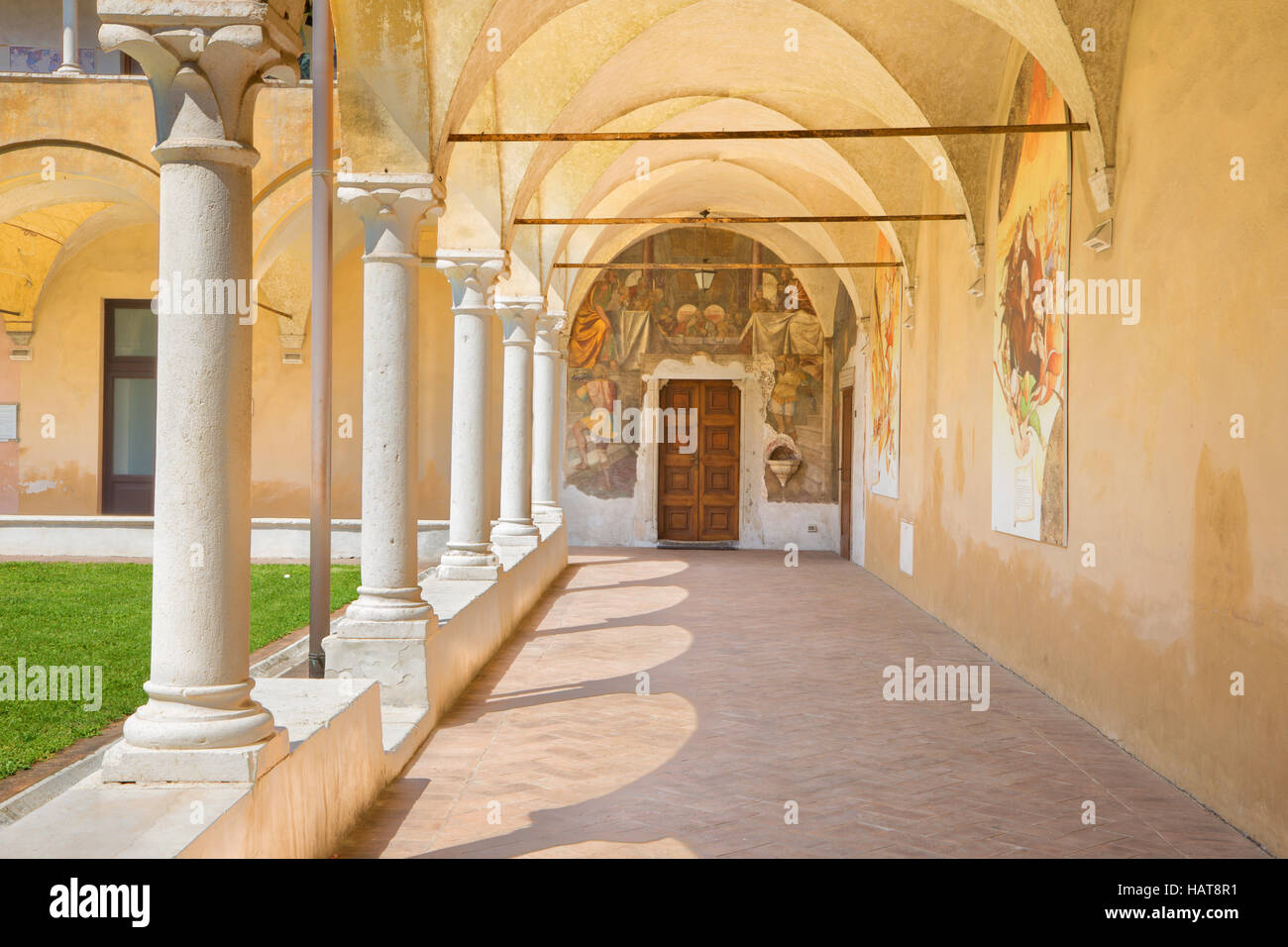 BRESCIA, ITALY - MAY 21, 2016: The atrium of church Chiesa del Santissimo Corpo di Cristo with the renaissance fresco. Stock Photo