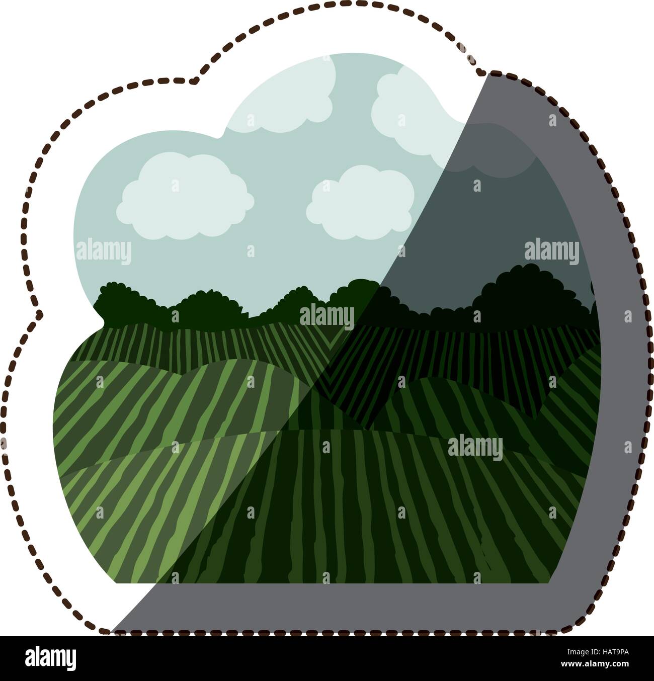 Agriculture landscape inside frame icon. Nature rural farming and ...