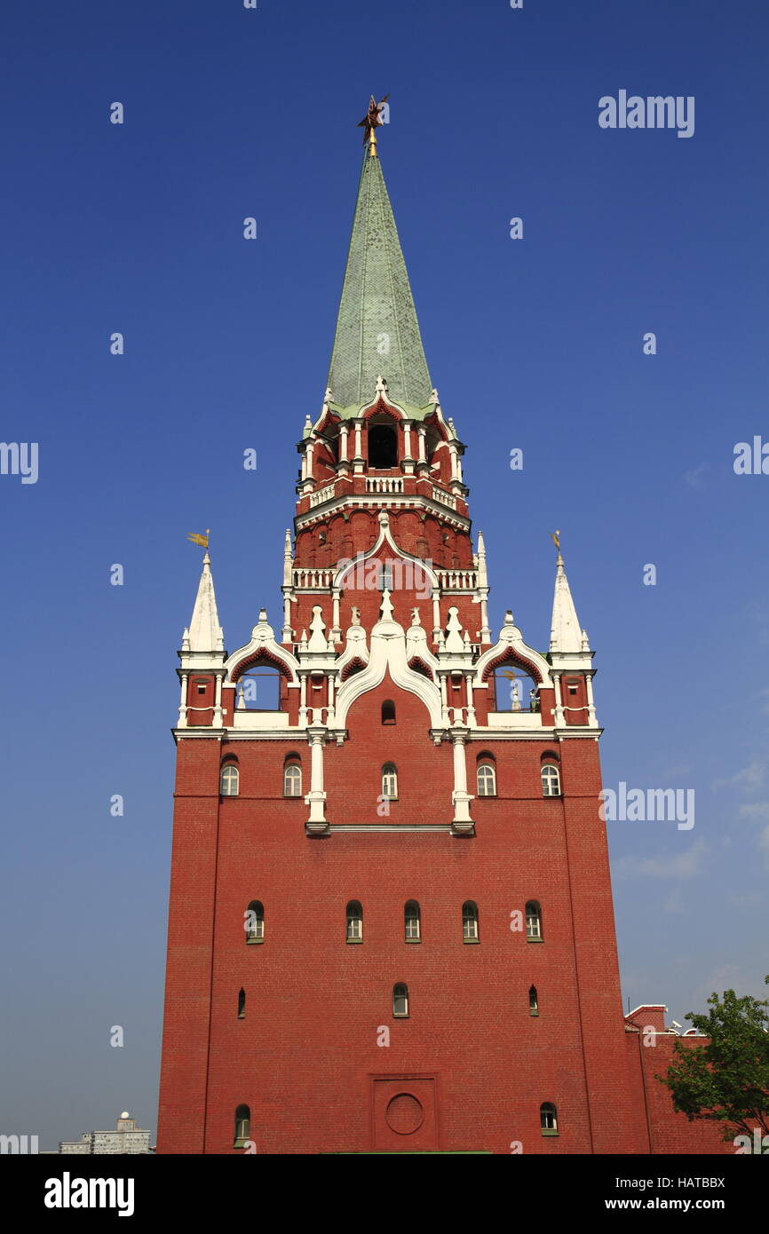 Der Dreifaltigkeitsturm des Moskauer Kremls Stock Photo