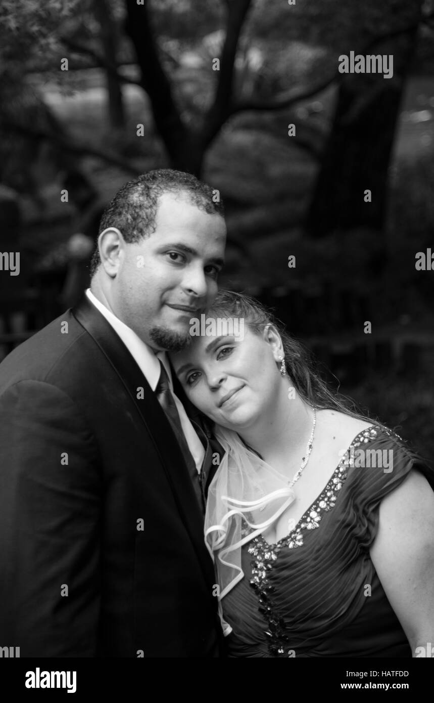 African American man and Caucasian woman getting married Stock Photo