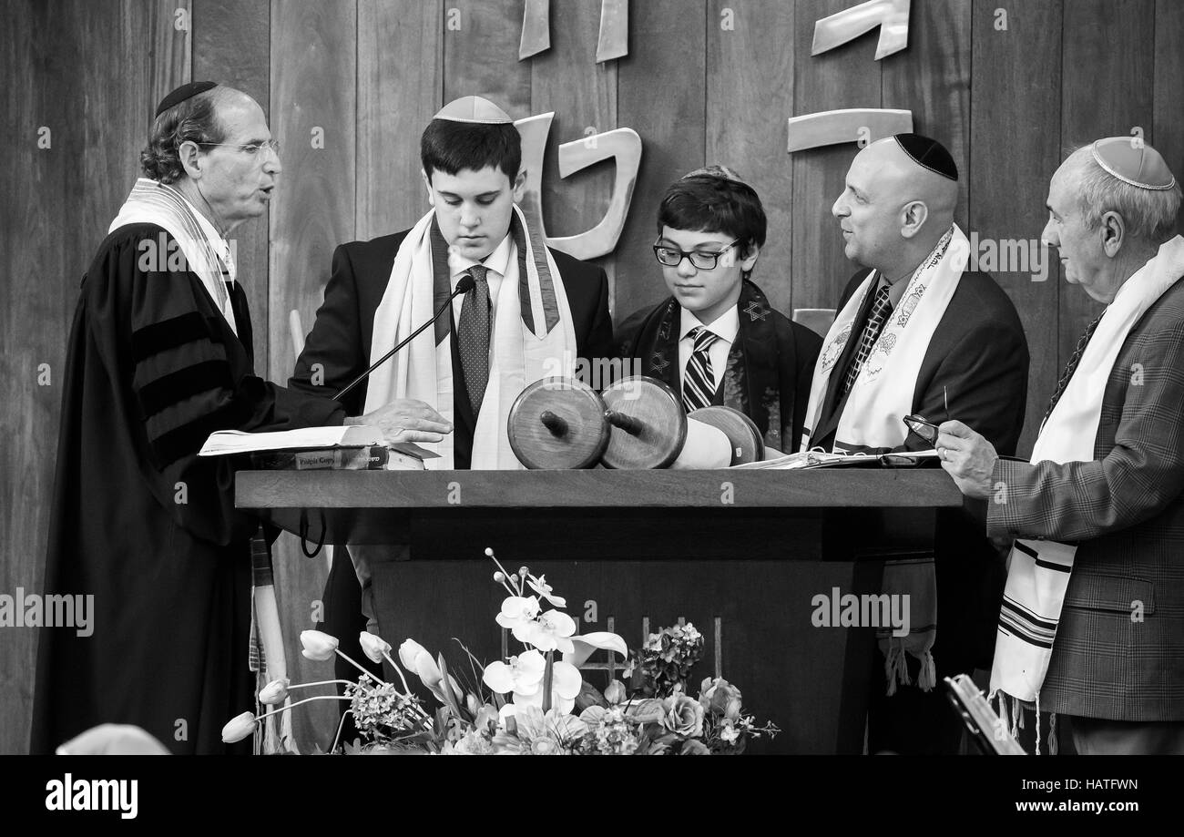 Bar mitzvah celebration ceremony religious Black and White Stock Photos