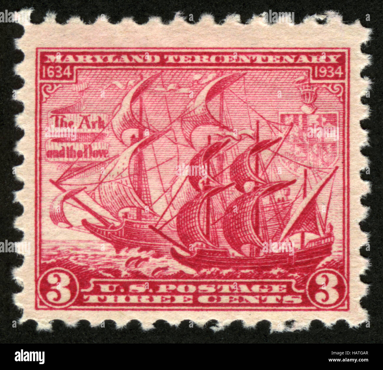 US,circa 1934, postage stamp, Maryland Tercentenary (16341934 Stock
