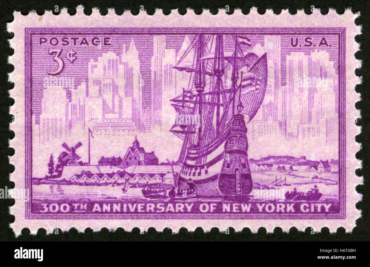 US postage stamp, 300th anniversary of New York City Stock Photo Alamy