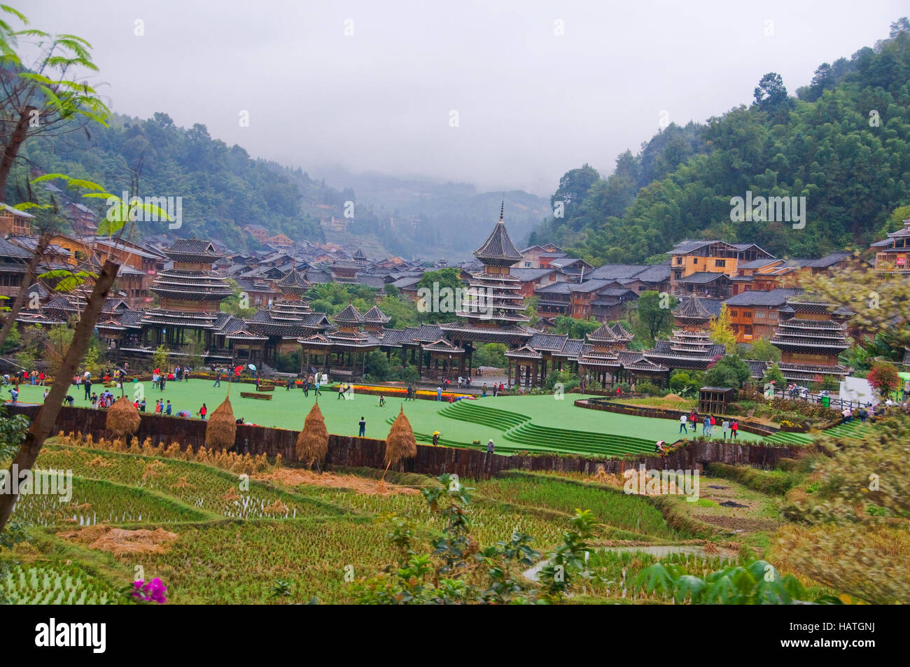 The Zhaoxing Dong Village in Guizhou Province of China is an interesting cultural destination. Stock Photo