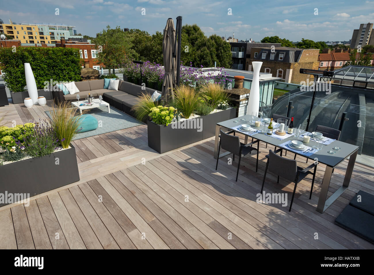 Contemporary roof terrace design Stock Photo