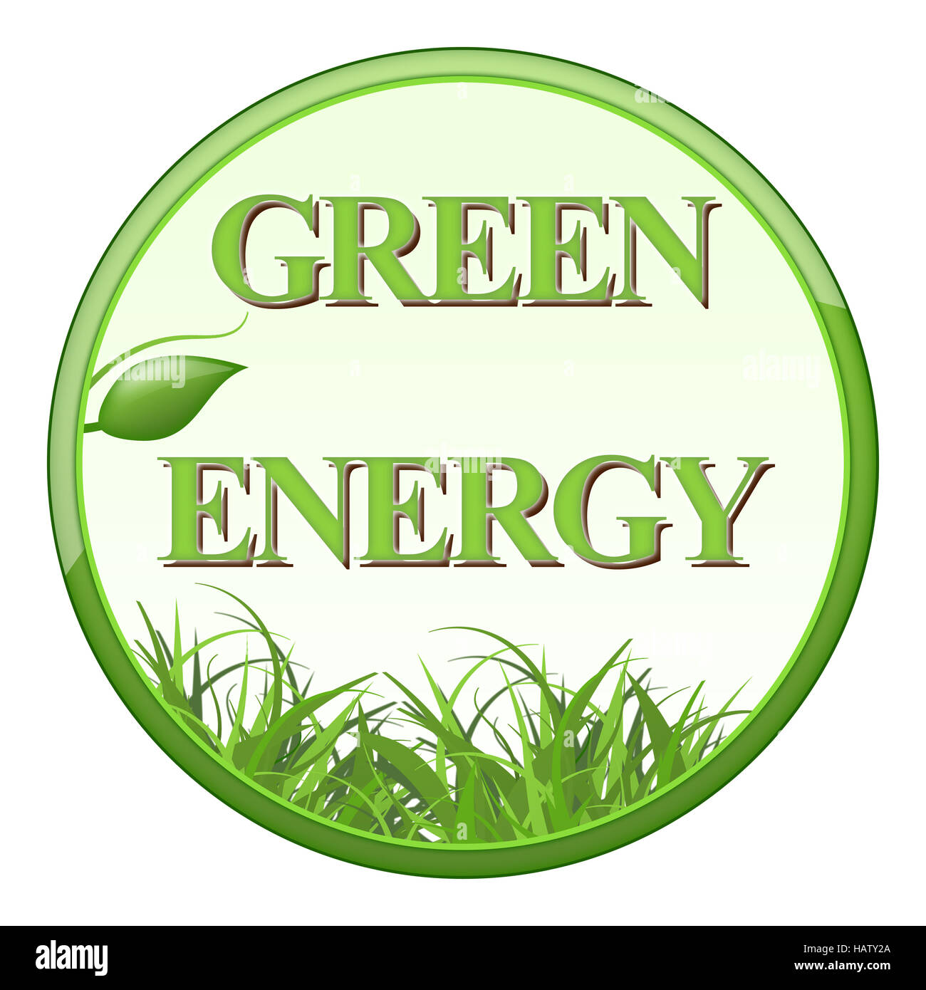 Button Green Energy Stock Photo