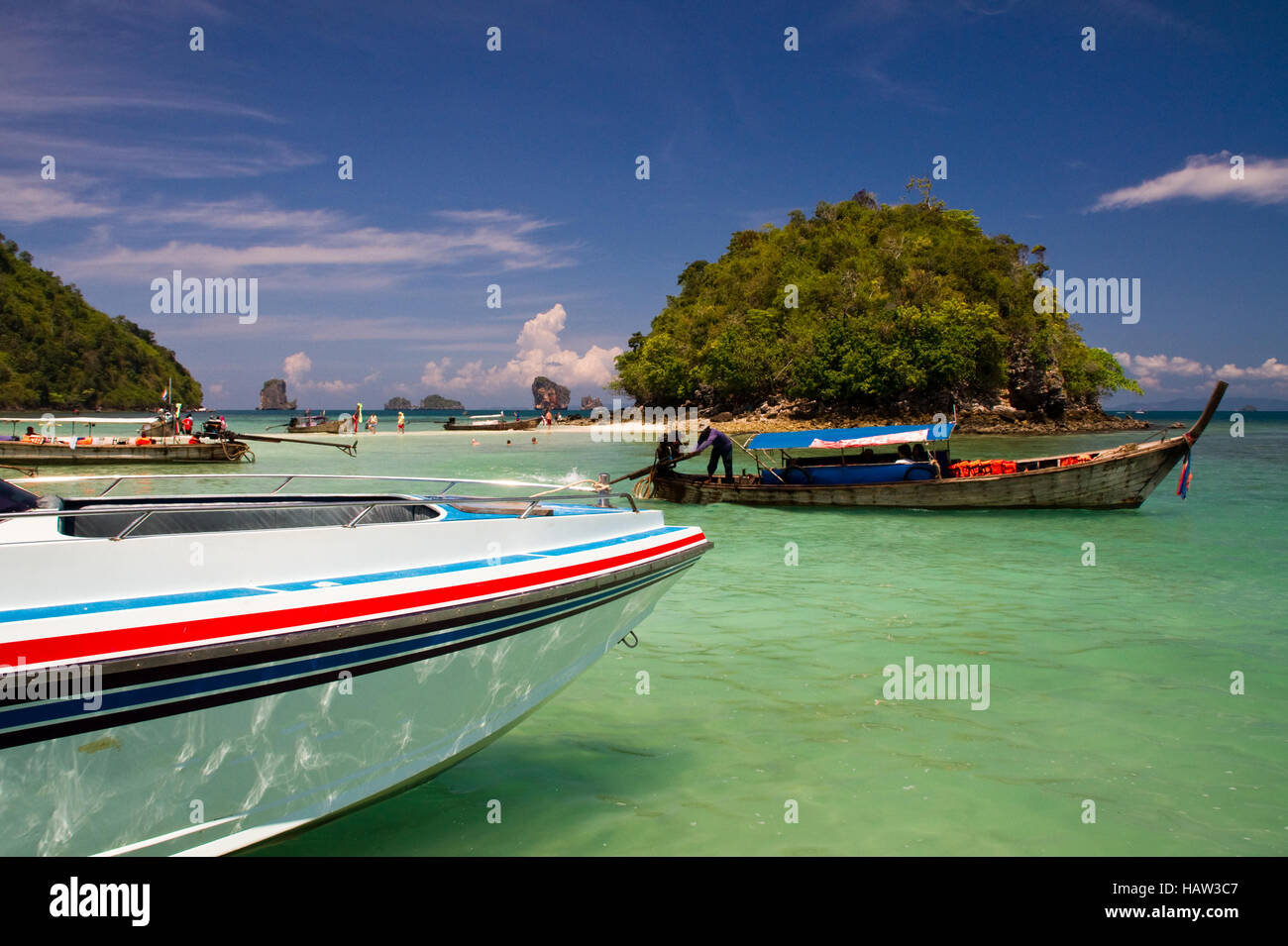 Boat lagoon dive center Krabi Island Stock Photo Alamy