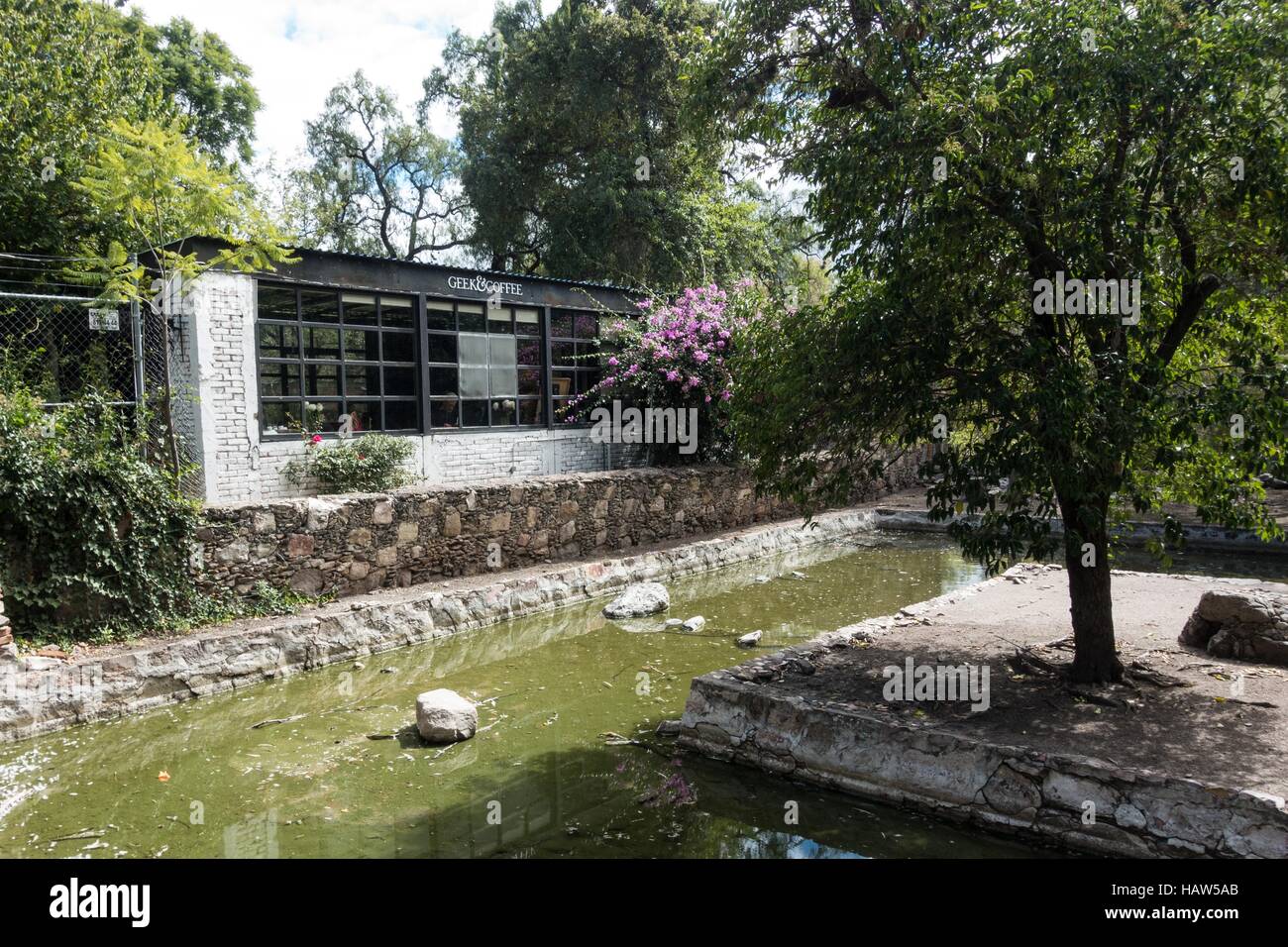 Geek & Coffee cafe at Fabrica La Aurora in San Miguel de Allende, Mexico  Stock Photo - Alamy