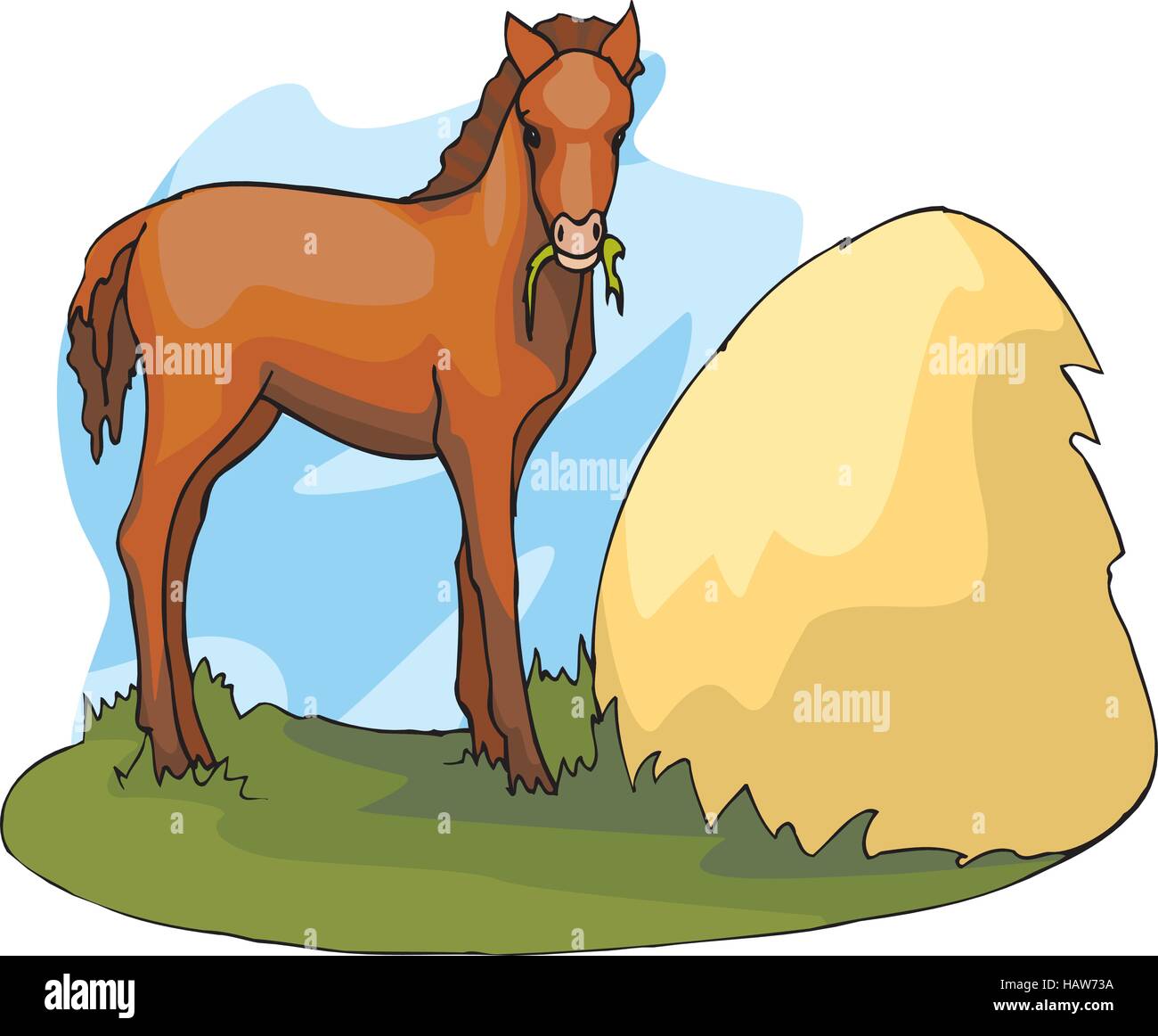Horse Eating Hay Cartoon