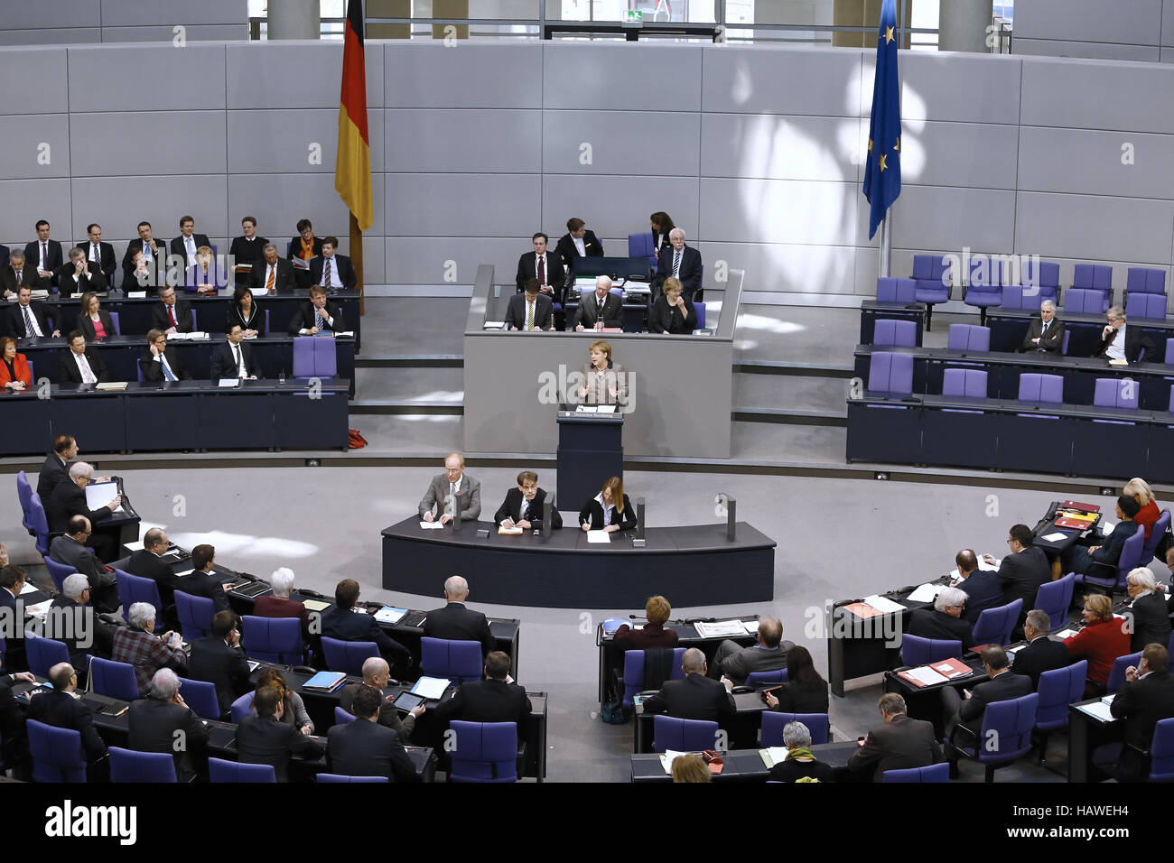 Merkel at Bundestag - European Council Stock Photo