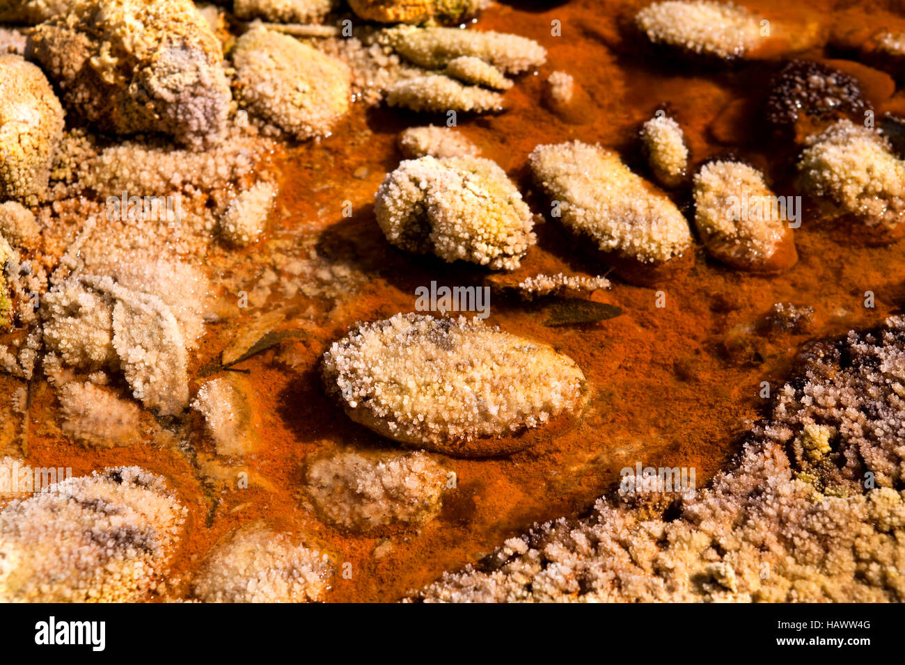 stones in acidic rio Tinto Stock Photo