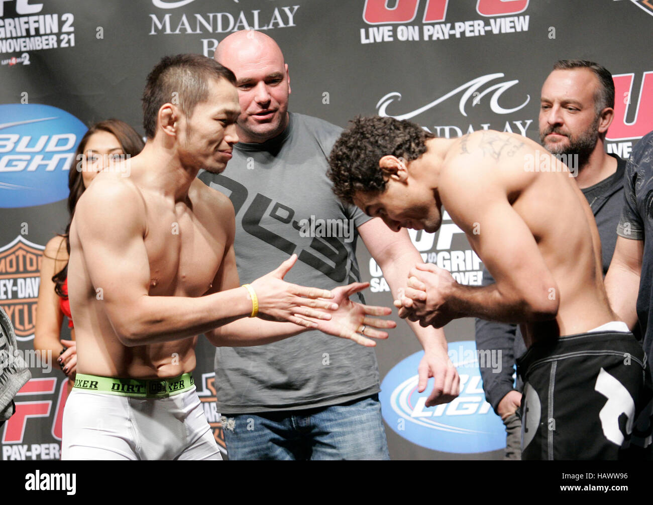 Fabricio Camoes, right, and Caol Uno at the UFC 106 weigh-ins at the  Mandalay Events Center on November 20, 2009 in Las Vegas, Nevada. Photo  Credit: Francis Specker Stock Photo - Alamy