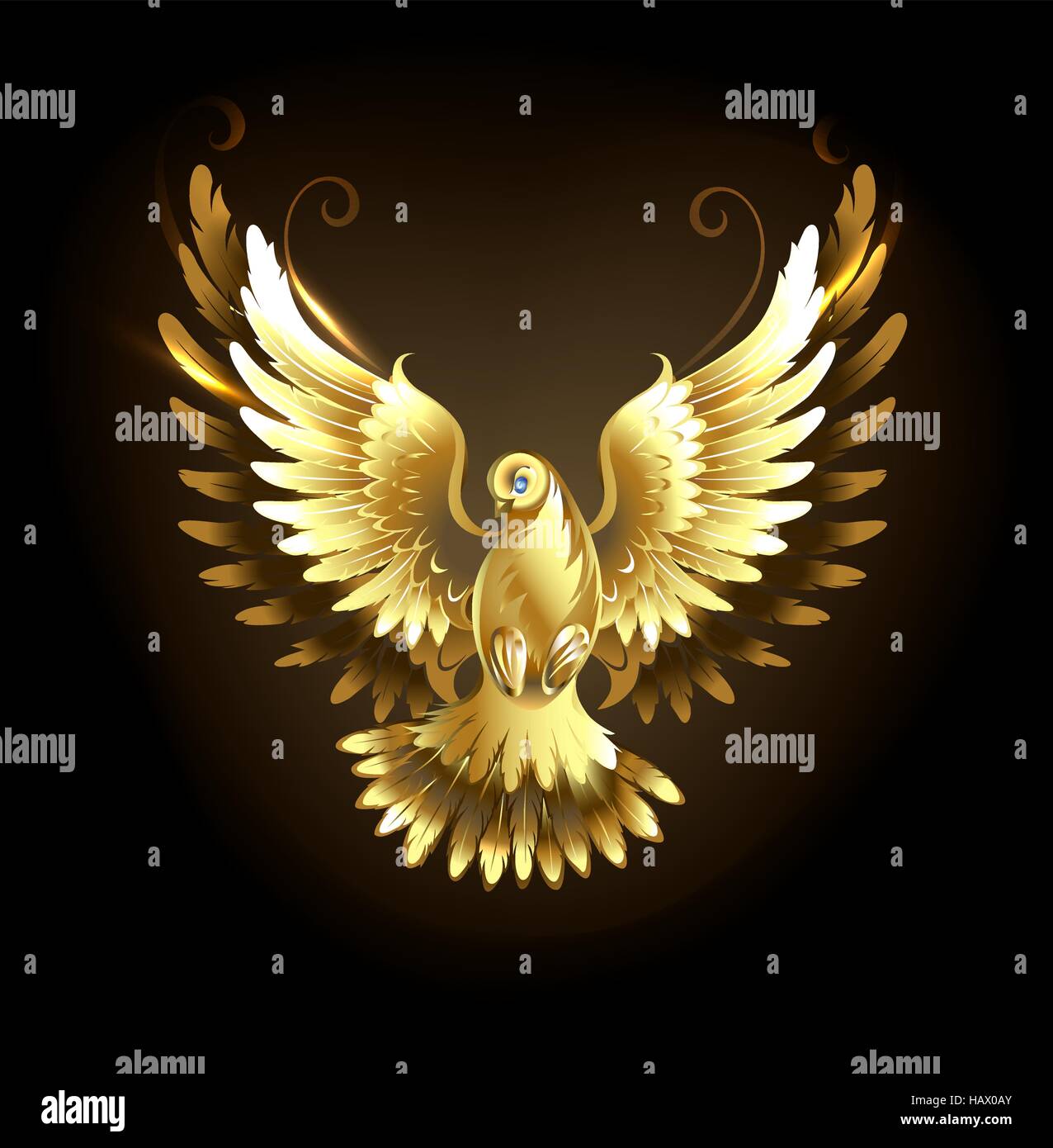 Gold flying dove on a black background Stock Vector Image & Art Alamy
