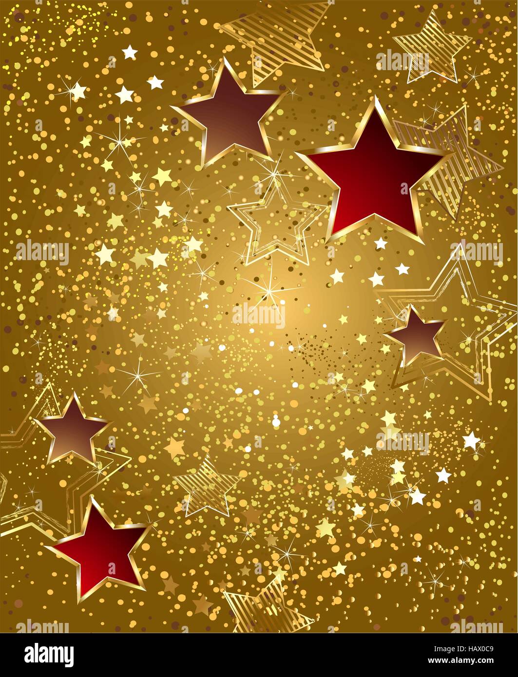 background of gold foil with red and gold stars Stock Vector Image & Art -  Alamy