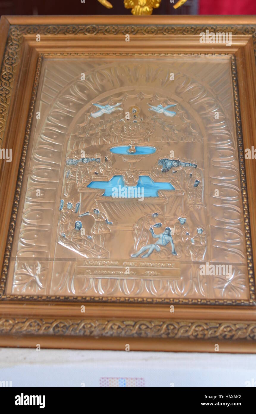 church orthodox silver-plated icon Stock Photo - Alamy