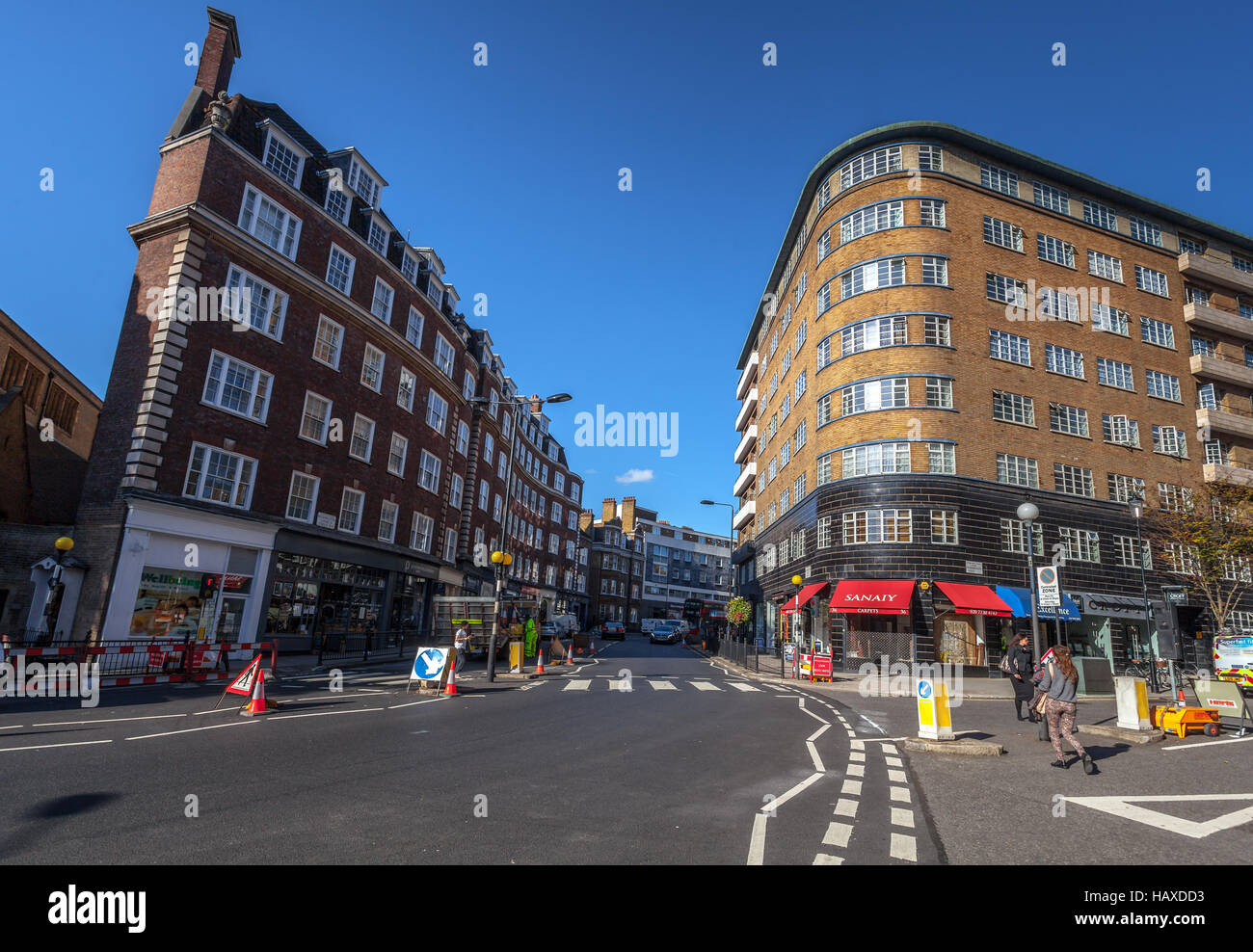 London, building architecture on Kensington Church Street Stock Photo
