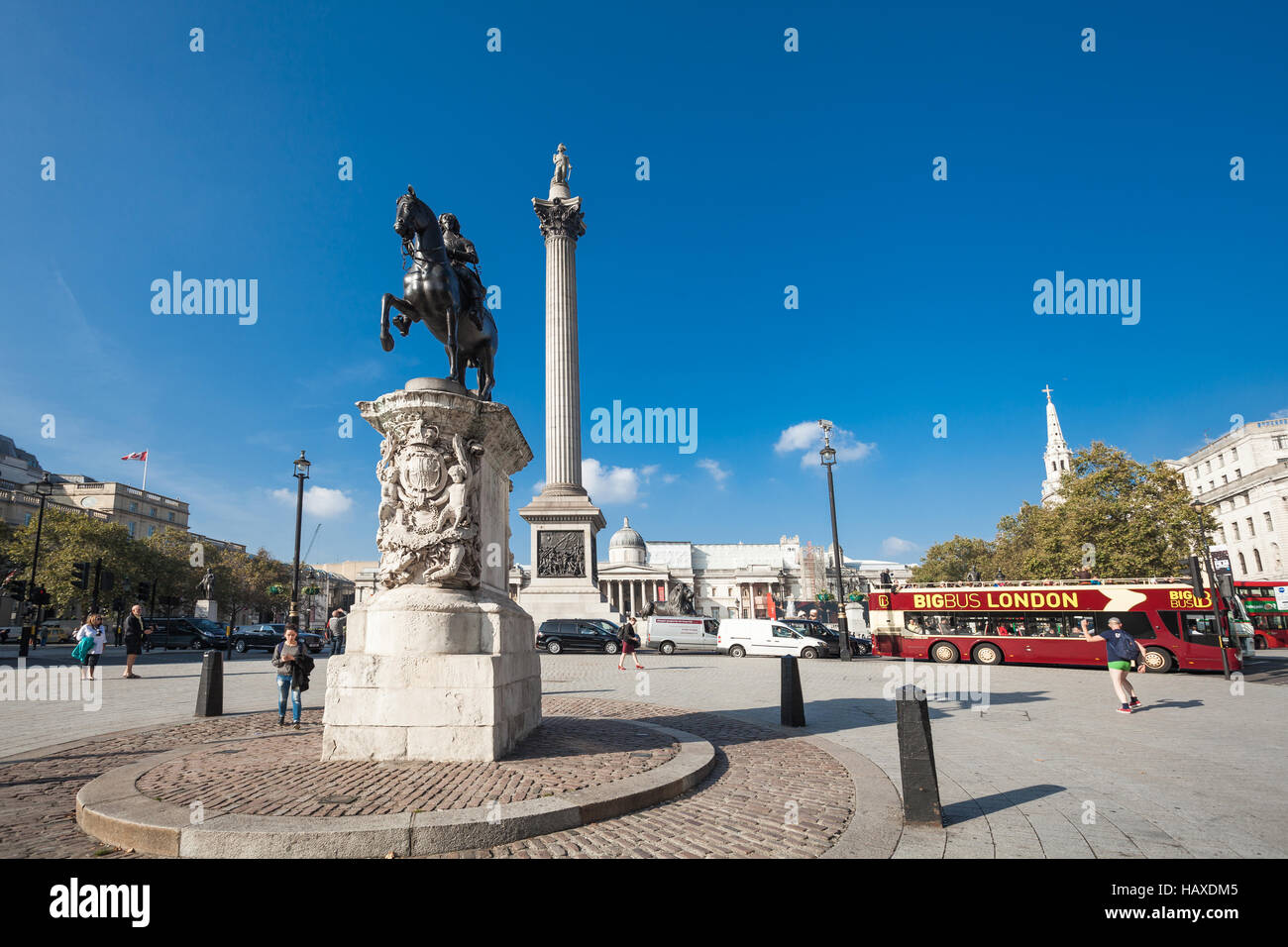 London Whitehall Charles I and Napoleon statue near Trafalgar Square Stock Photo