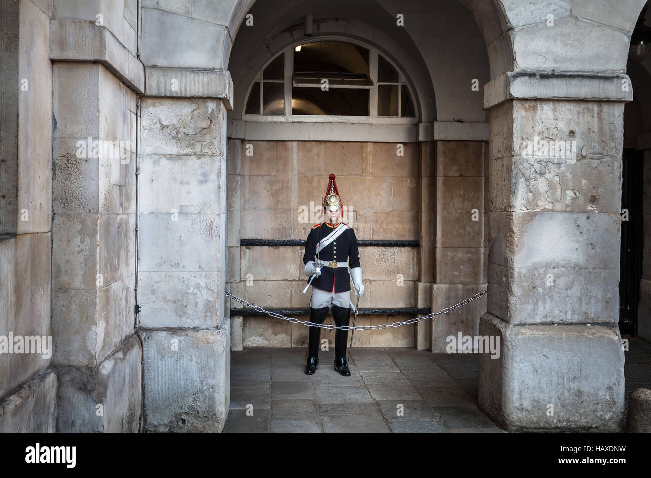 London guard at the Household Cavalry Museum Stock Photo