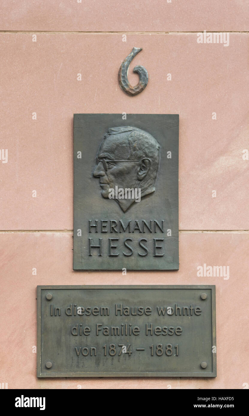 memorial plaque, hermann hesse birthplace Stock Photo