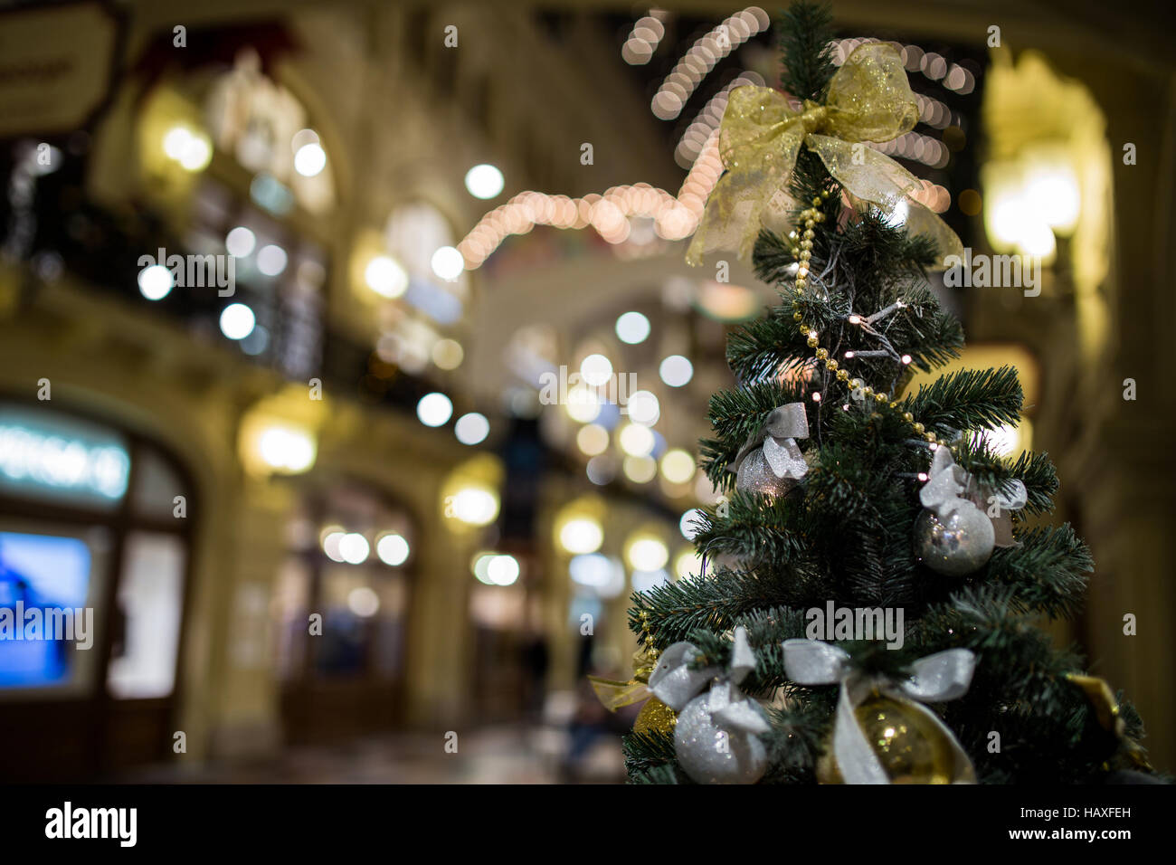 Christmas tree decorated with balls Stock Photo - Alamy