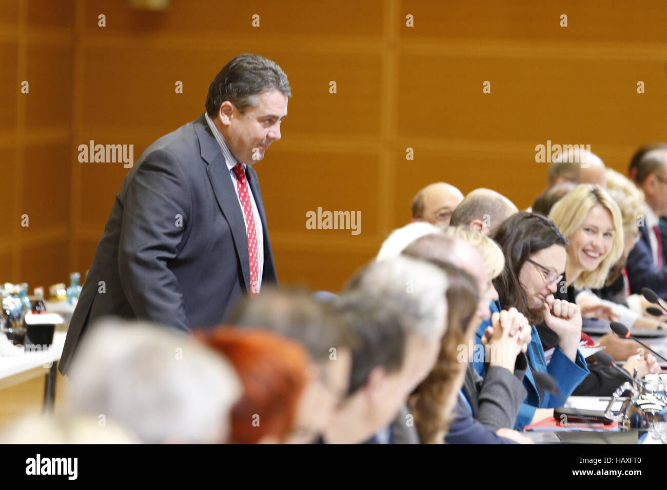 CDU/CSU and SPD coalition negotiations Stock Photo