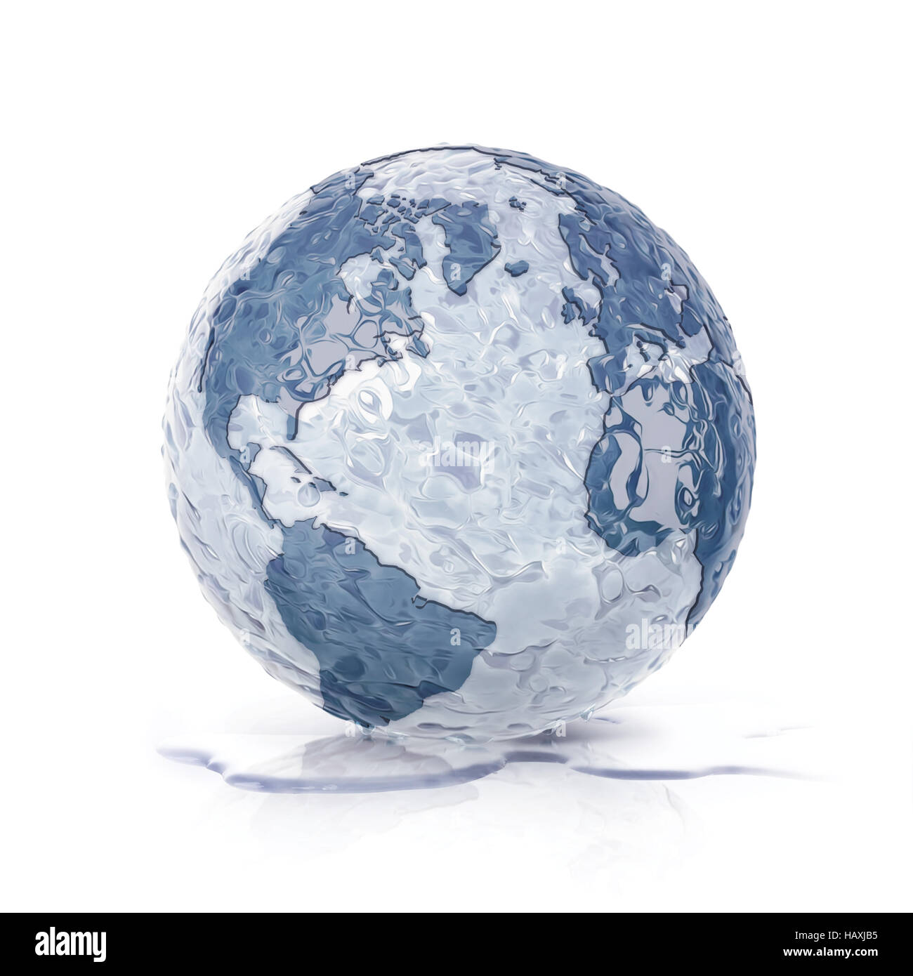 ice globe 3D illustration north and south america map on white ...