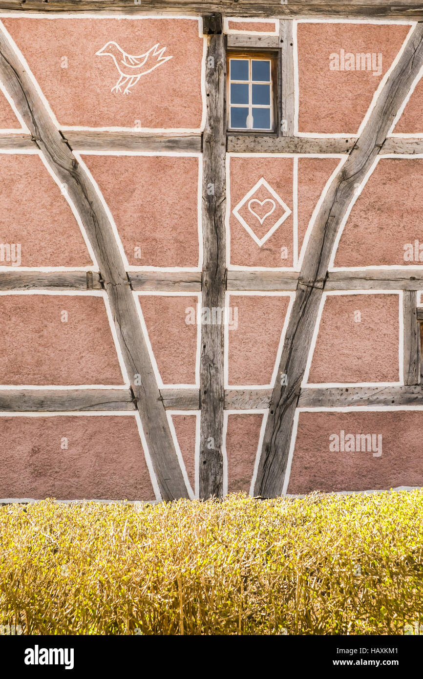 decorated facade of a half-timbered house Stock Photo