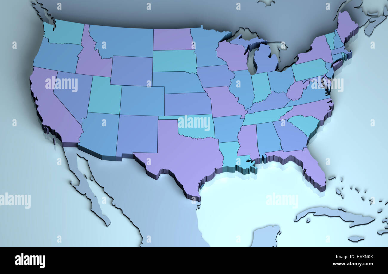 3d map united states hi-res stock photography and images - Alamy