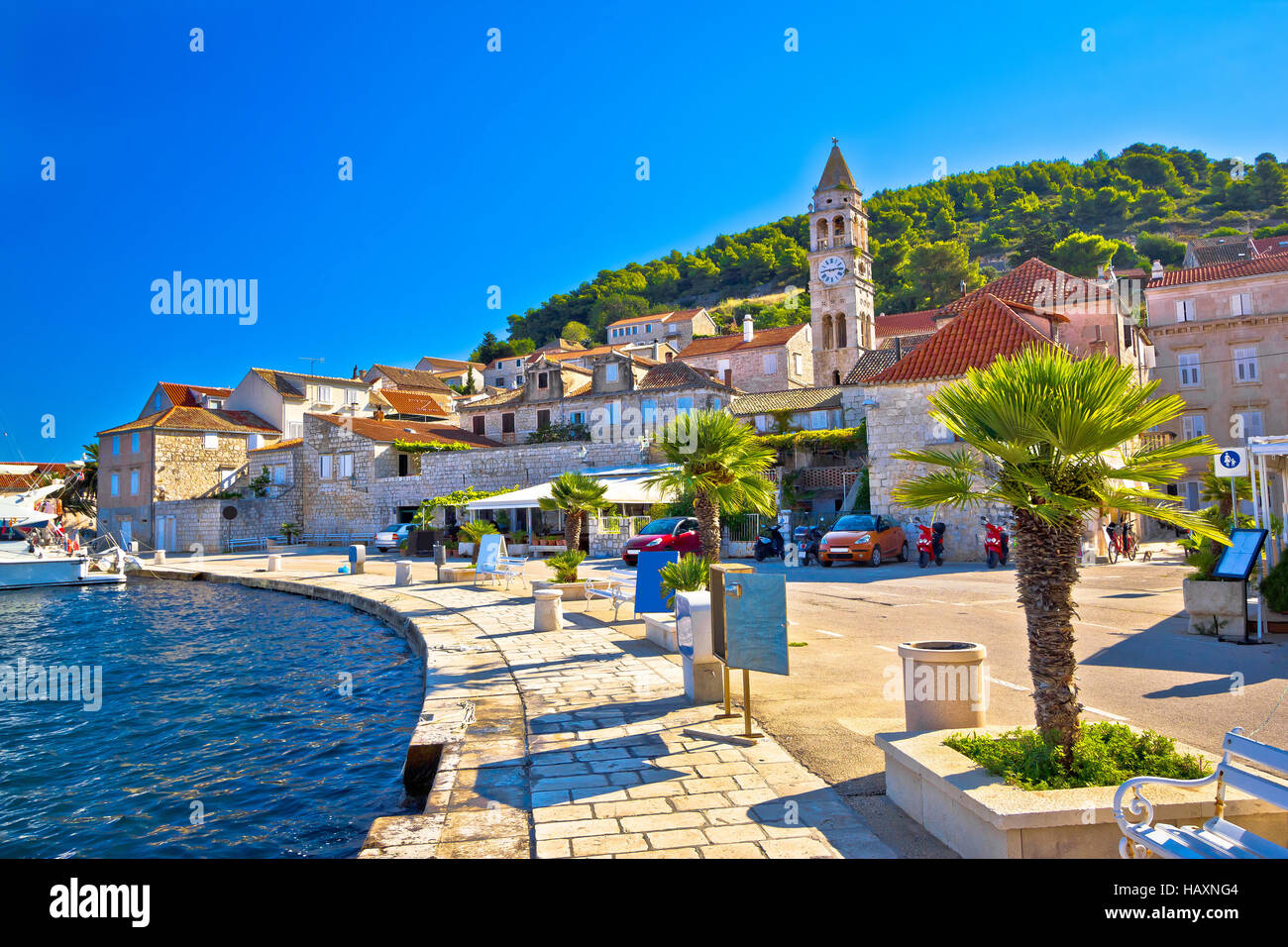 Island of Vis yachting waterfront view, Dalmatia, Croatia Stock Photo