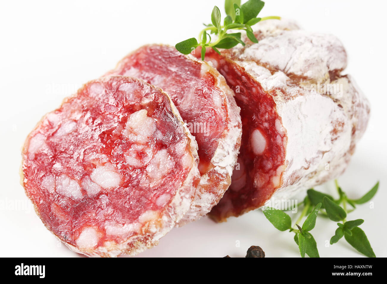 French Saucisson Sec dry cured sausage Stock Photo Alamy