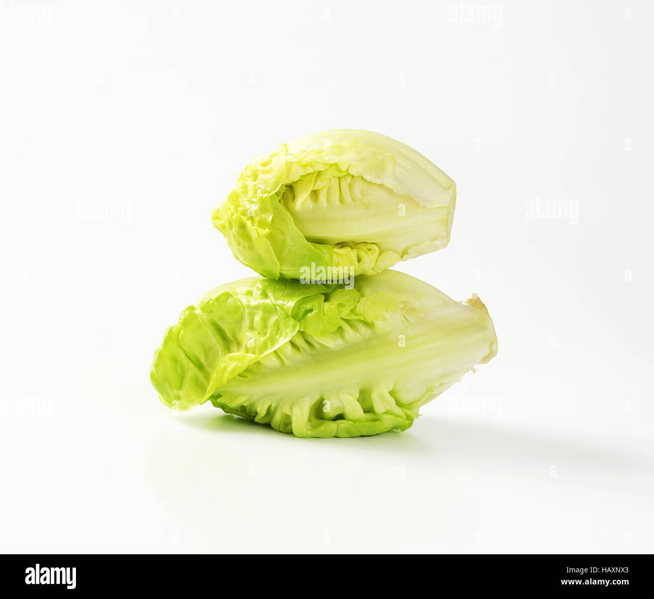 Two fresh little gem lettuce heads Stock Photo Alamy