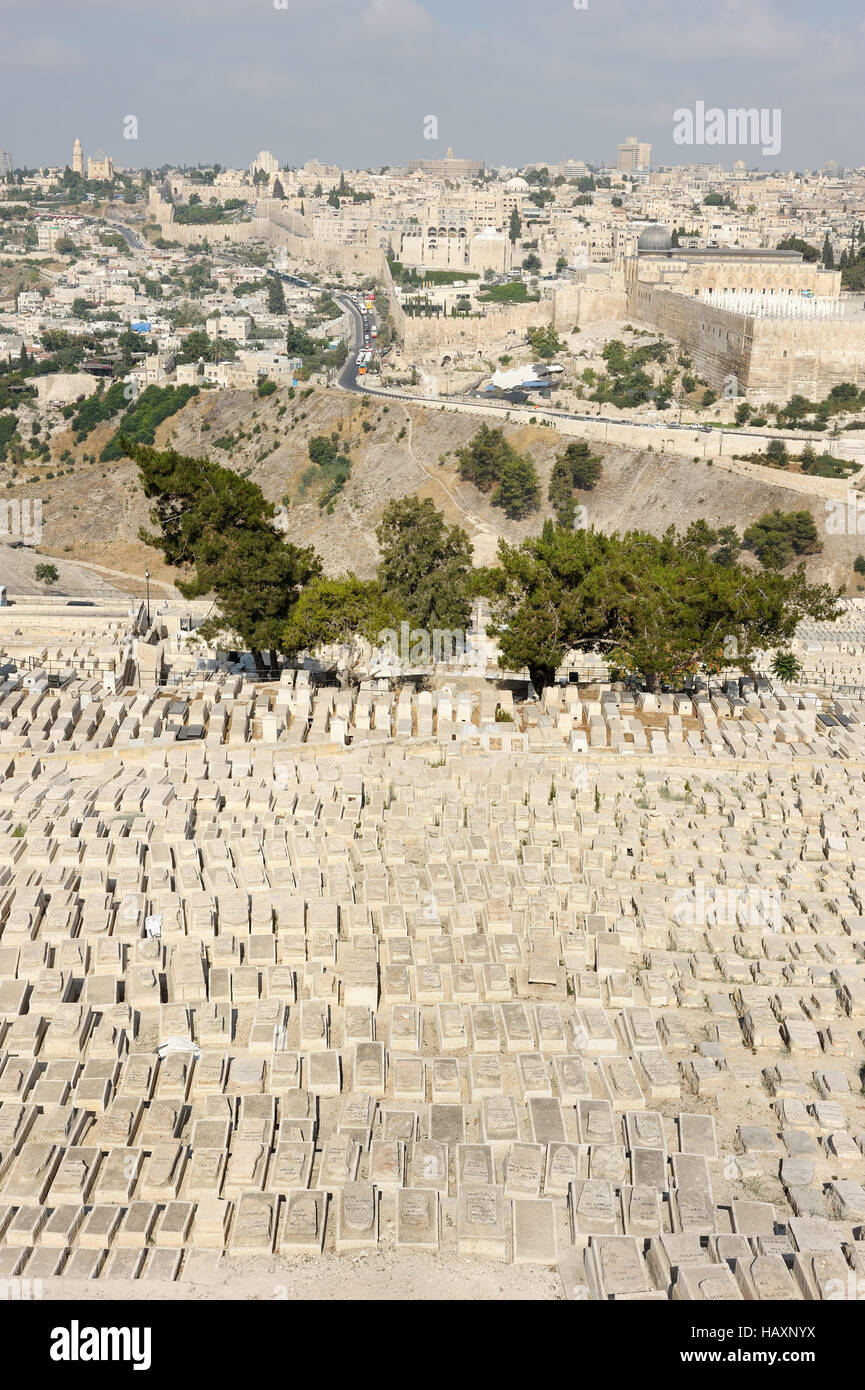 Jerusalem, view of the old city from the Mount of Olives Stock Photo ...