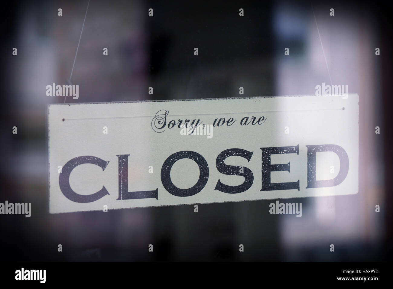 sign saying sorry we are closed Stock Photo