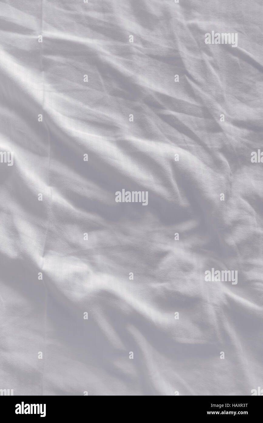 Unmade bed sheet texture, top view as abstract texture or displacement map Stock Photo