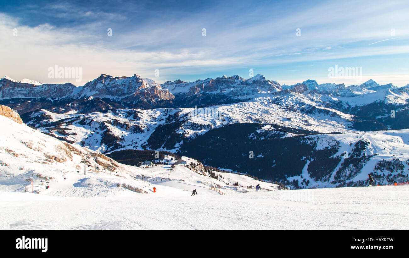 winter in the italian alps, with the ski slope full of snow Stock Photo ...